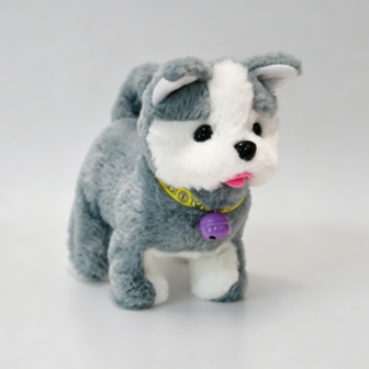 Electric Husky Plush Toy With Bell
