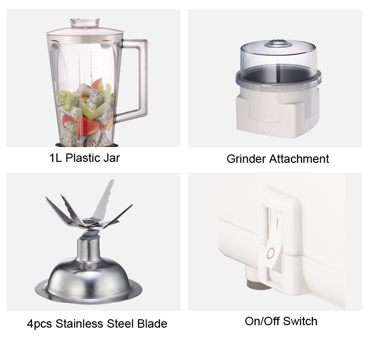 White Table Blender With Coffee Grinder Attachment