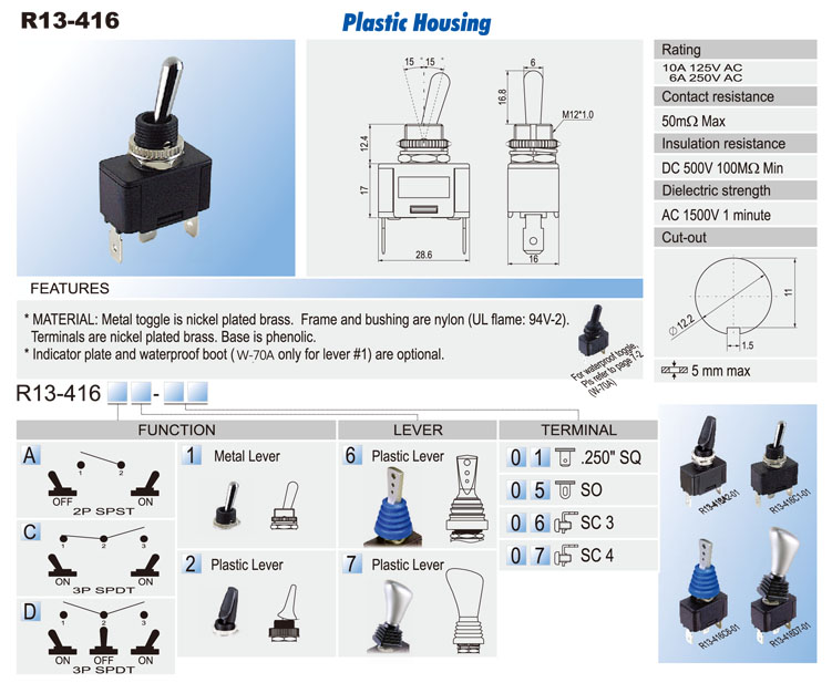 Waterproof Toggle Switches