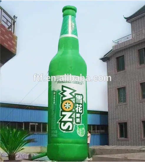Commerce grade High quality Green oxford fabric inflatable advertising beer bottle model