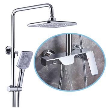 New Factory Price Modern Wall-Mounted Brass Shower Mixer Faucet Set with Bathroom Shelf