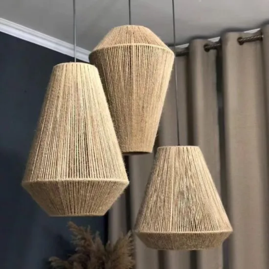 Factory Wholesale Black Resin Pendant Lamp with Hemp Rope for Living Room and Study - RP0350