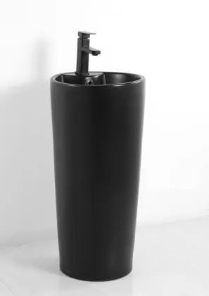 Bathroom Black Pedestal Wash Basin
