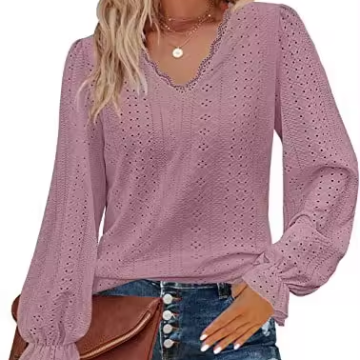 V Neck Long Sleeve Chiffon Shirt