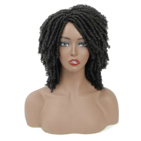 MYZYR Short Synthetic wig For Black Women 14"Inch High Temperature Fiber Dreadlock Ombre Soft Crochet Twist braid Hair
