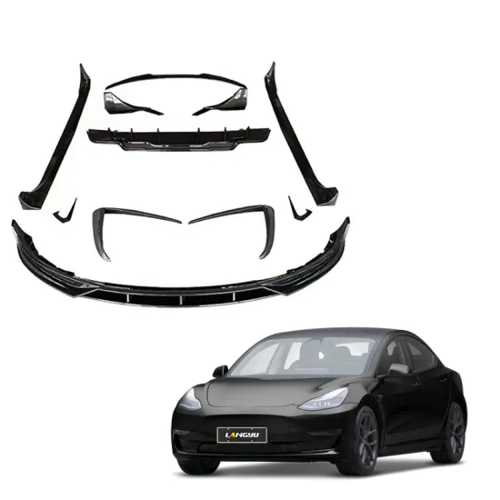 PP Plastic Gloss Black Body Kit Front Splitter Side Skirts for Tesla Model 3