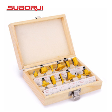 SUBORUI 1/4'' 12PC Tungsten Carbide Router Bits Set for Woodworking