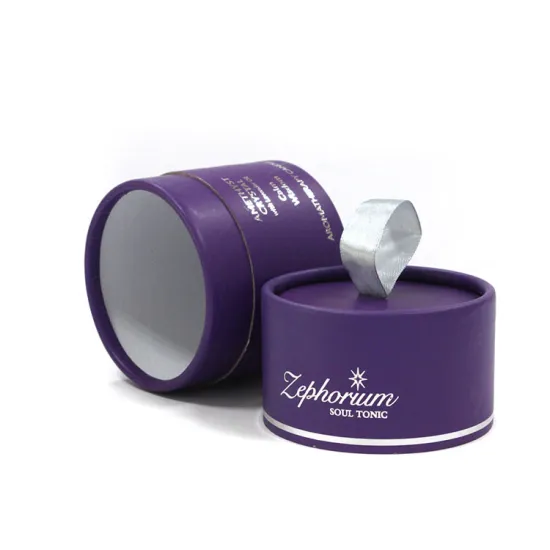 Round Candle Paper Box With Ribbon Handle