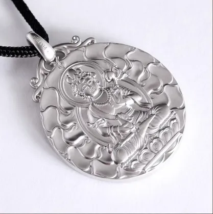Custom Engraved S925 Silver Oval Buddha Pendant