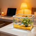 Acuario de plástico transparente para escritorio con marco blanco