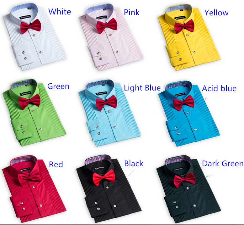 Men's long sleeve wrinkle free shirt with bowtie