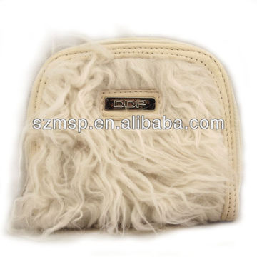White washable fur pu material ladies wallet
