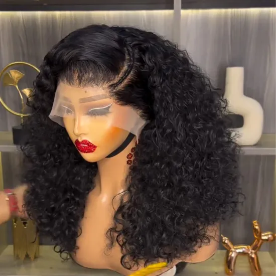 Glueless Short Kinky Curly Front Wig 13x6 Deep Wave Human Hair Afro Lace Wig