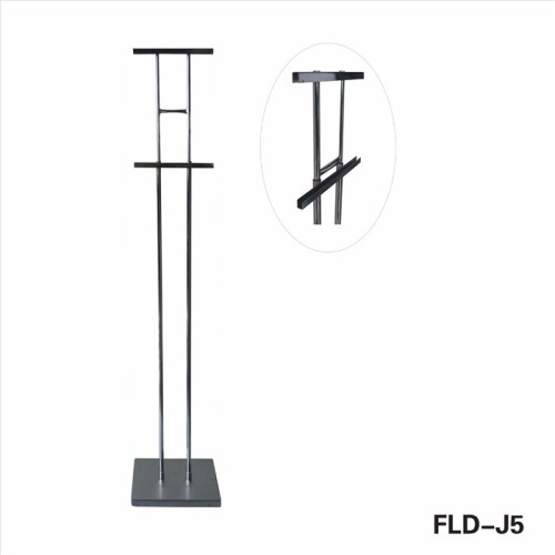 Marketing use adjustable pole chrome double pipe adjustable display stand