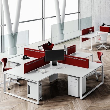 Modern 4-Person Office Desk with Large Storage - GR-XFS