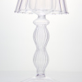 Table Lamp Transparent Glass Candle Ribbed Tealight Holder