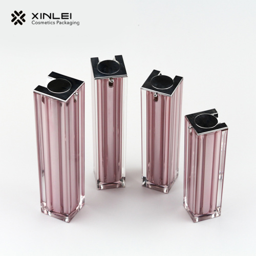 50ml pink rectangular vacuum bottle with pump