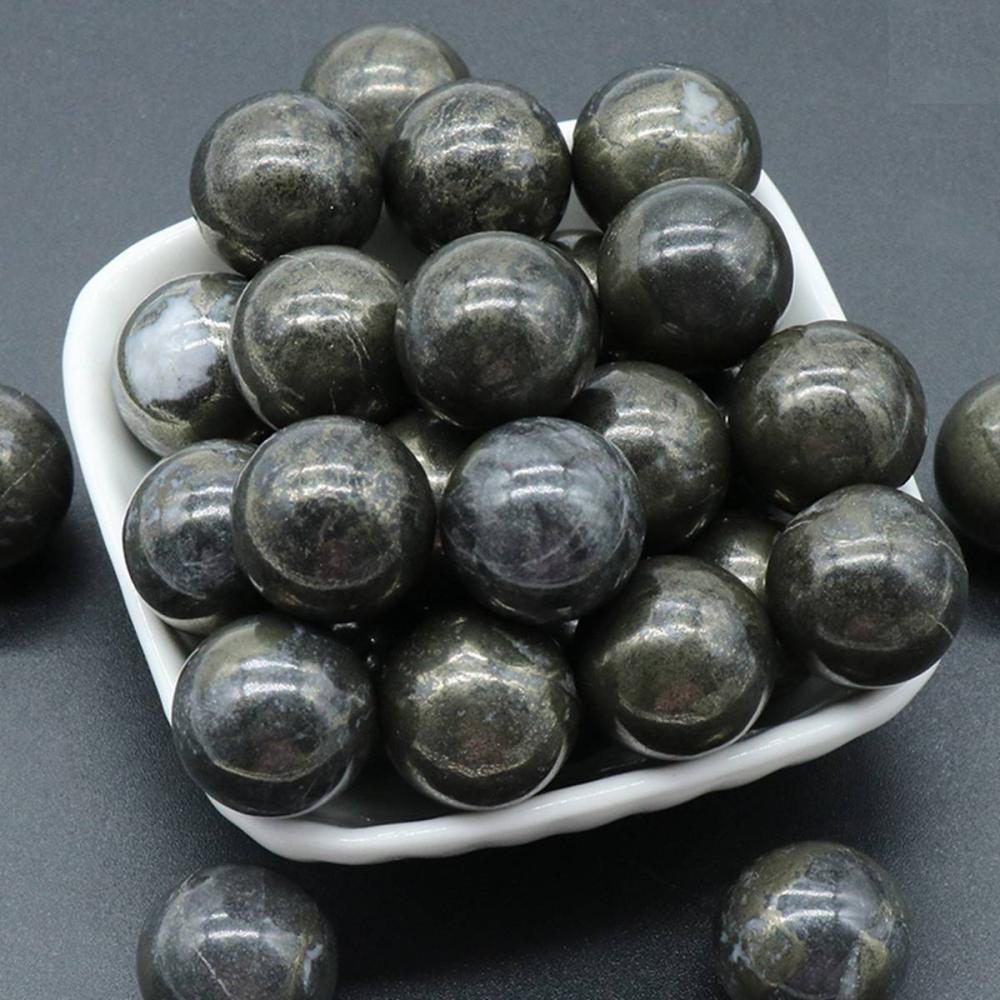 Bolas de piedras preciosas de chakra de pirita de 20 mm para alivio del estrés meditación balanceando la decoración del hogar bulones de cristal esferas pulidas