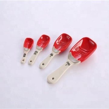 Hot Sale Embossed Logo Kitchen 4 Pcs Red Digital Measuring Spoons