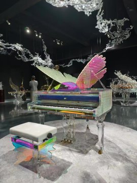 Laser Butterfly Acrylic Piano [Automatic Play]