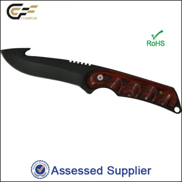 52HRc Black Oxide Fixed Blade Color Wood Handle Gut Hook Knife