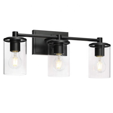 Modern Black Wall Light with Clear Glass for Bathroom & Bedroom