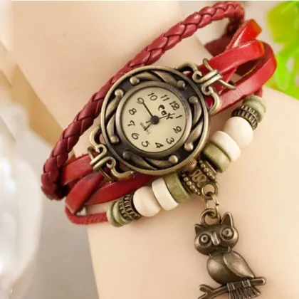2015 multi layer jewelry women' s leather bracelet watch