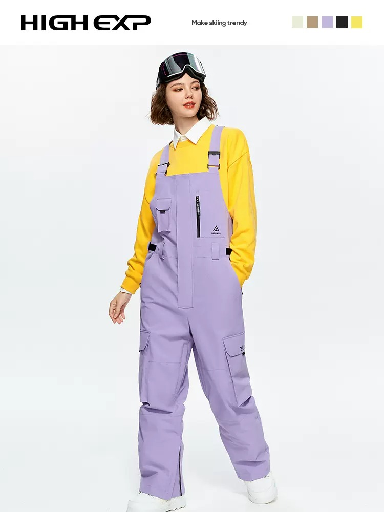 Men's and Women's Colorblocked Snowboard Bibs