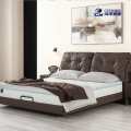 Hochwertiges braunes Lederbett mit modernem Design