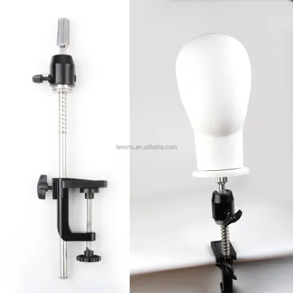 Black Clamp Stainless Steel Wig Head Stand for Professional Training
