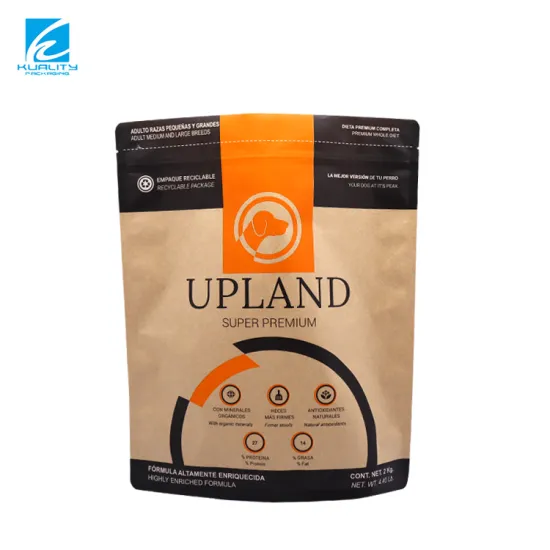 Large Size Custom Laminated Stand Up Kraft Paper Freezer Pet Food Storage Bag - Supplier