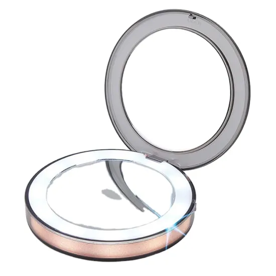 USB Rechargeable Compact Cosmetic Mirror with LED Lighting - Portable and Convenient Beauty Solution