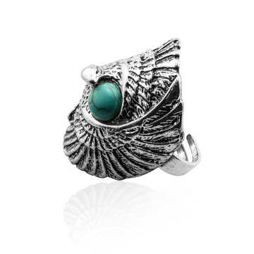 Women's Fashion Silver Zircon Synthetic Turquoise Ring