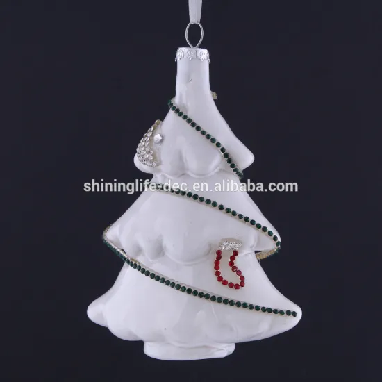 christmas tree glass ornament with shiny glass beads