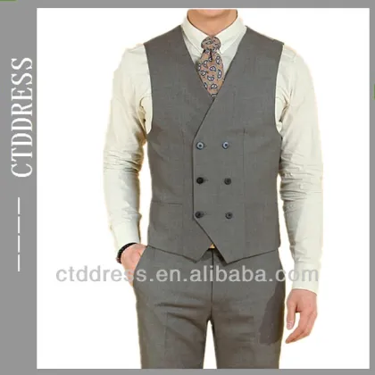 double-breasted four bottons fashion grey vest men