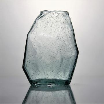 Zielona recykling szklany wystrój domu mały wazon bąbelkowy