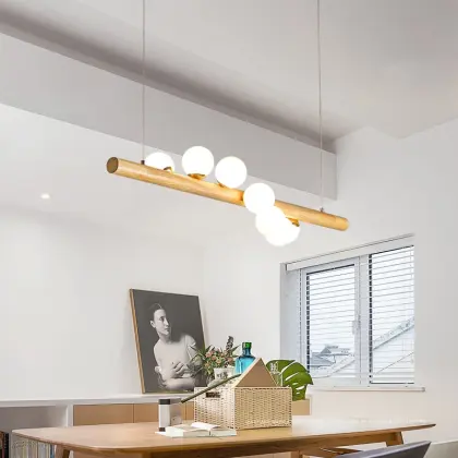 wooden modern linear chandelier