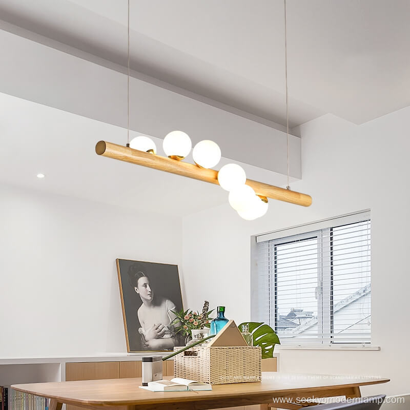 wooden modern linear chandelier