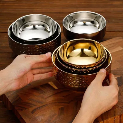 Korean Style Double Layer Insulated Salad Bowl - Anti-Hot Soup Bowl for Children