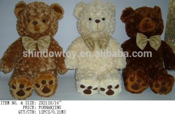 cute and lively stuffed customized plush teddy bear with a big bow tie