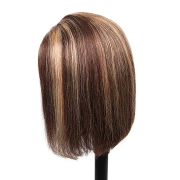 Wholesale 4/27 Highlight Honey Blonde Ombre Hair Bob 4x4 Lace Wig Peruvian Virgin Human Hair Piano HD Lace Front Short Bob Wig
