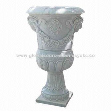 52" Decorative Garden White Marble Planter, SYDKC-058