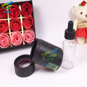 Free sample custom e-juice bottle packaging tube, round paper box with design shape