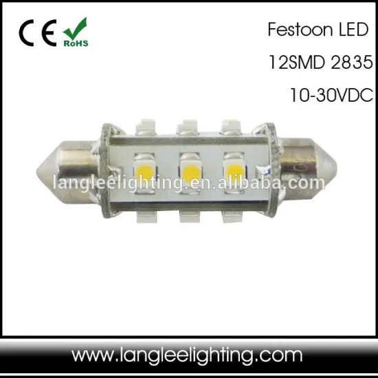 12PCS 2835SMD 360 Festoon LED 2W 42mm 10-30V WARM WHITE