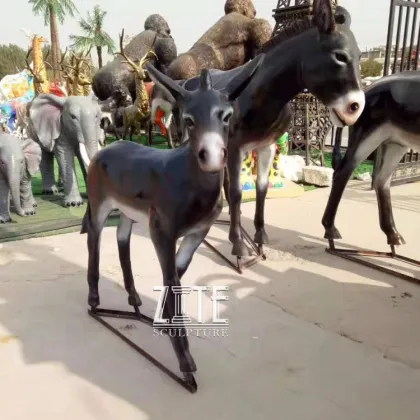 Garden park ornament resin fiberglass animal donkey sculpture statue