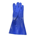 Blue PVC gloves with impregnated sandy Finish 35cm