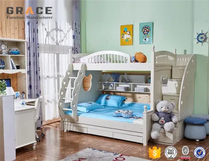 Modern Kids Wood Bunk Bed Triple