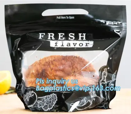 Anti Fog Function Plastic Zipper Roasted Chicken Packaging Bag, slide zipper hot chicken bags/ roasted chicken plastic packaging