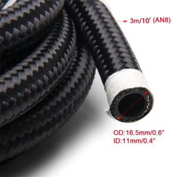 AN8 Nylon braided oil cooler rubber pipe black