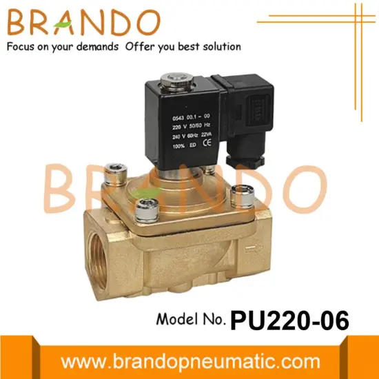 3/4'' PU220A-06 Shako Type Brass Solenoid Valve 24VDC